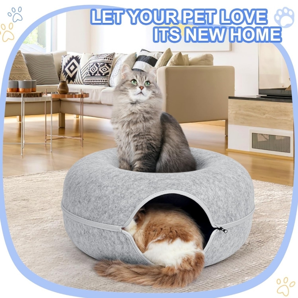Cat Tunnel Bed With Ventilated Window For Indoor Cats, 20", Lig… - Picture 4 of 8